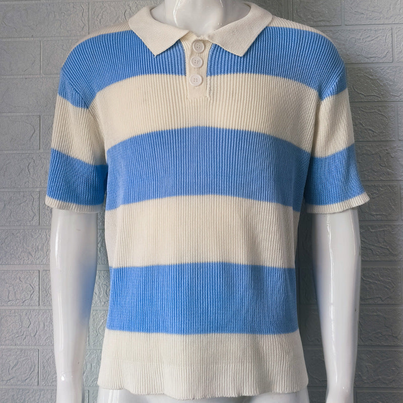 Summer Lapel Sweater Short Sleeve